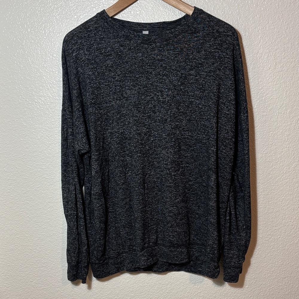 Athleta Long Sleeve Heather Charcoal Drop Shoulder Relaxed Fit Top Size Medium